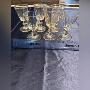 Set Of 6 Antique French Cordial Glasses Varying Sizes, Excellent Condition
